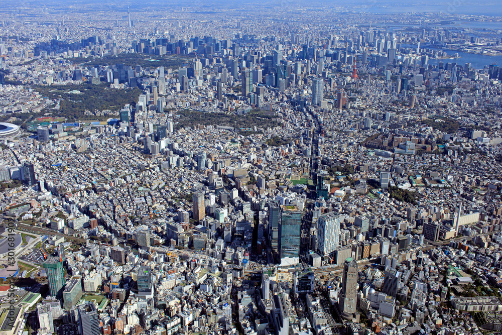 Obraz premium 渋谷上空／都市風景