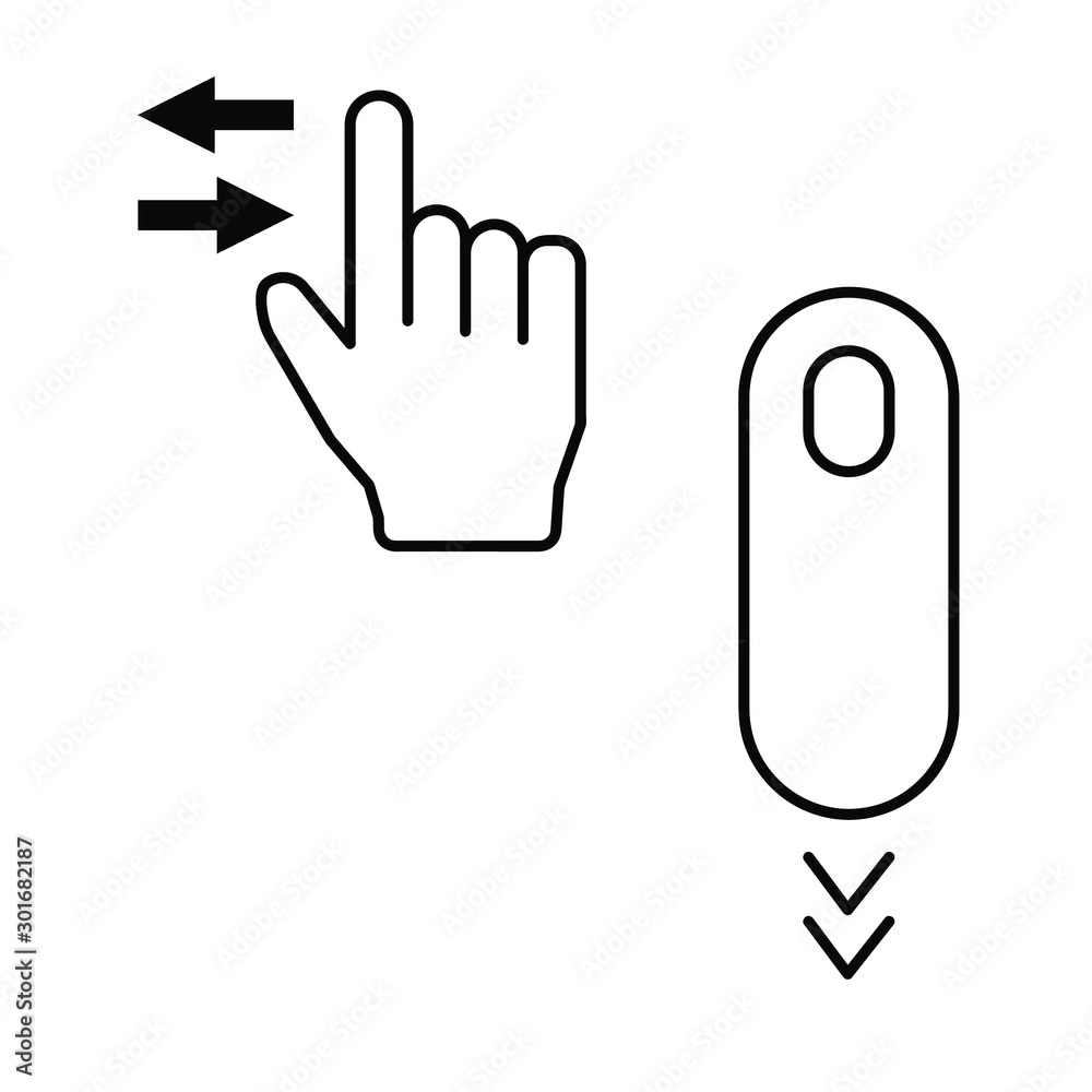 Set of simple icons with horizontal scroll and switch Set of simple icons with horizontal scroll and switch