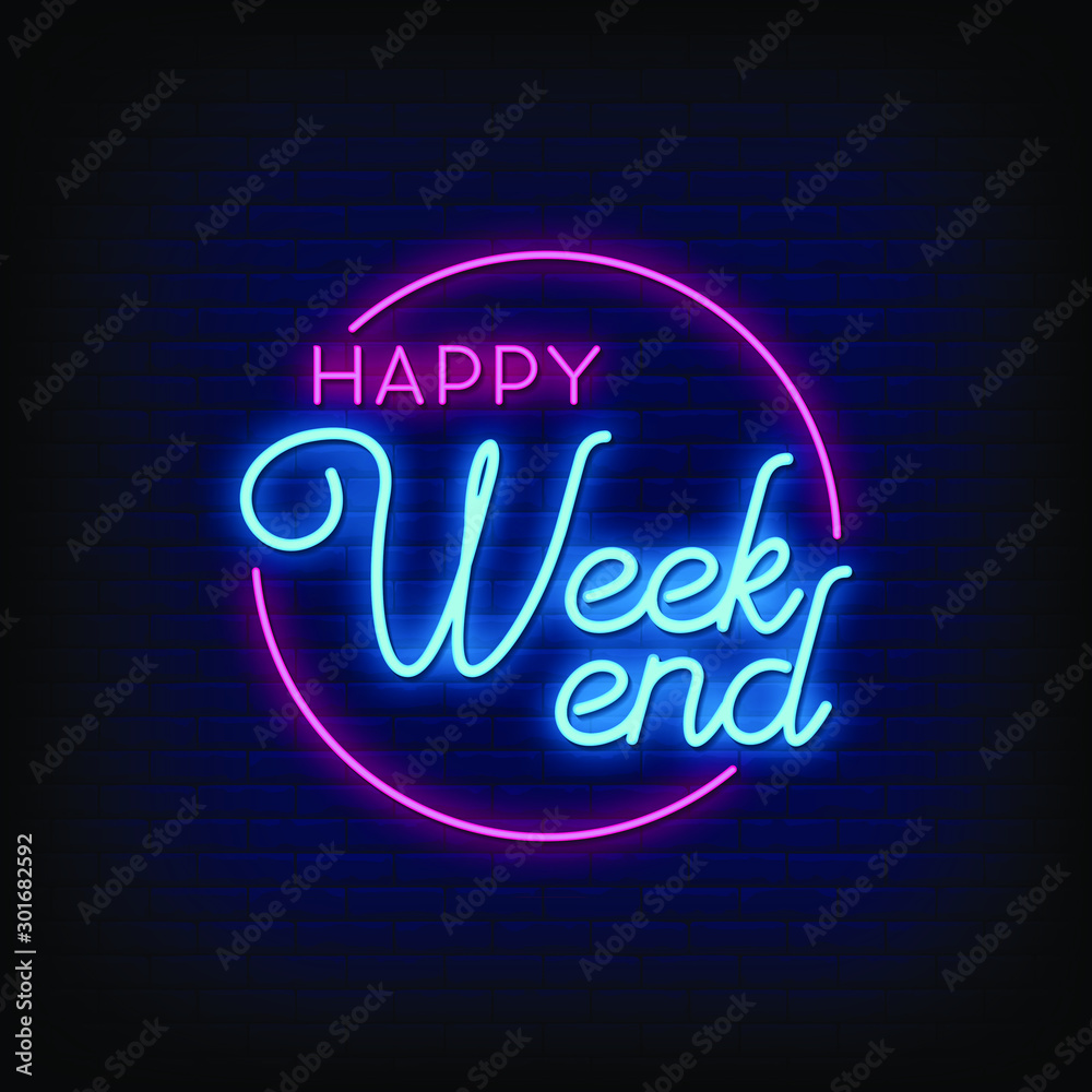 Happy Weekend Neon Signs Style Text Vector Happy Weekend Neon Signs Style Text Vector