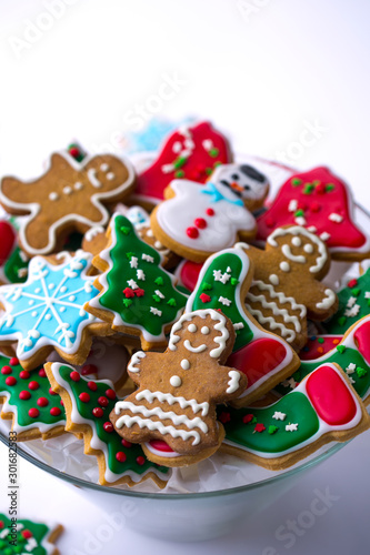 Christmas Cookies in different shapes and colours 