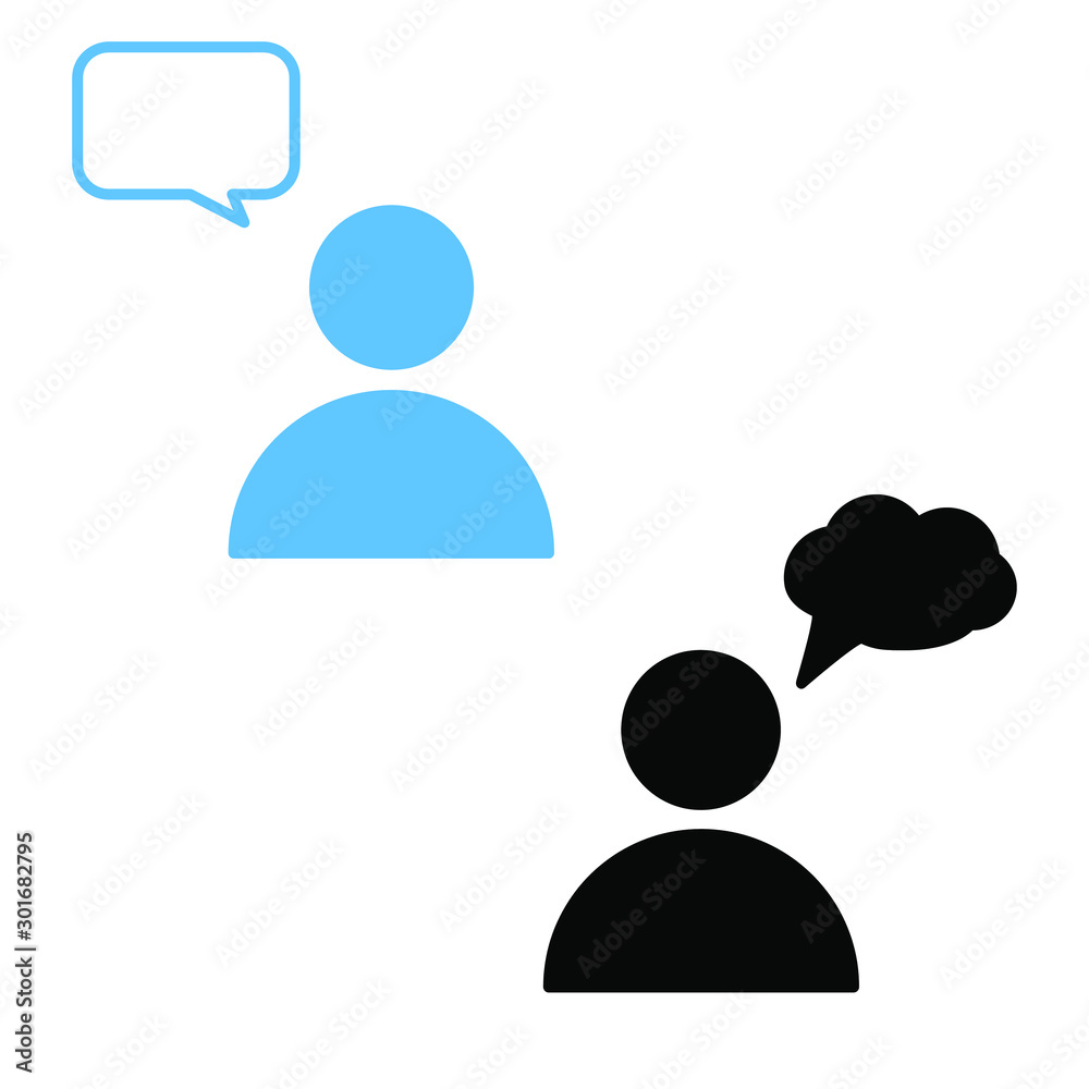 Set of simple icons with user and dialog box Set of simple icons with user and dialog box
