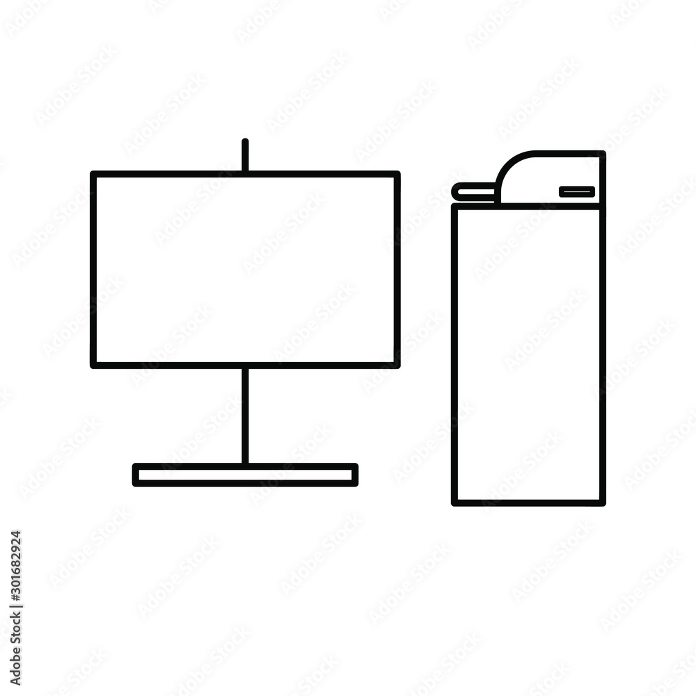 Simple icon set with presentation Board and lighter Simple icon set with presentation Board and lighter