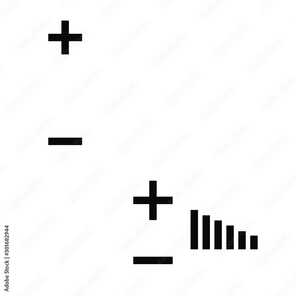 Fototapeta premium Simple icon set with plus and minus and volume control.