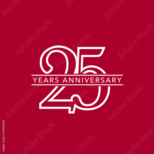 25 years anniversary vector icon, logo. Design element with composition of number and text