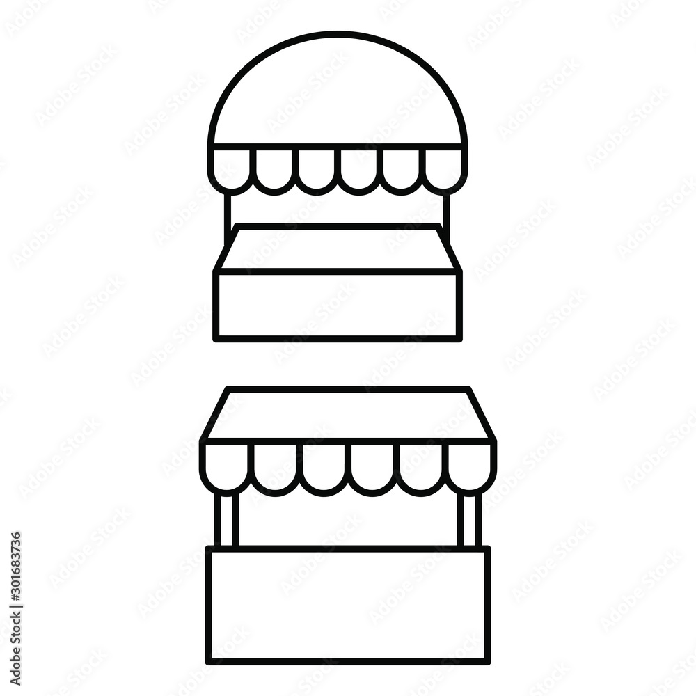 Set of simple icons with trading benches Set of simple icons with trading benches