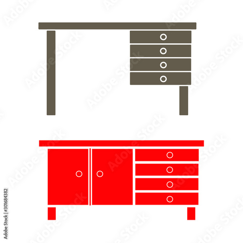 Set of simple icons with two office desks