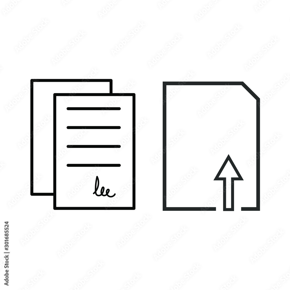 Set of simple icons with document with signature and file download. Set of simple icons with document with signature and file download.