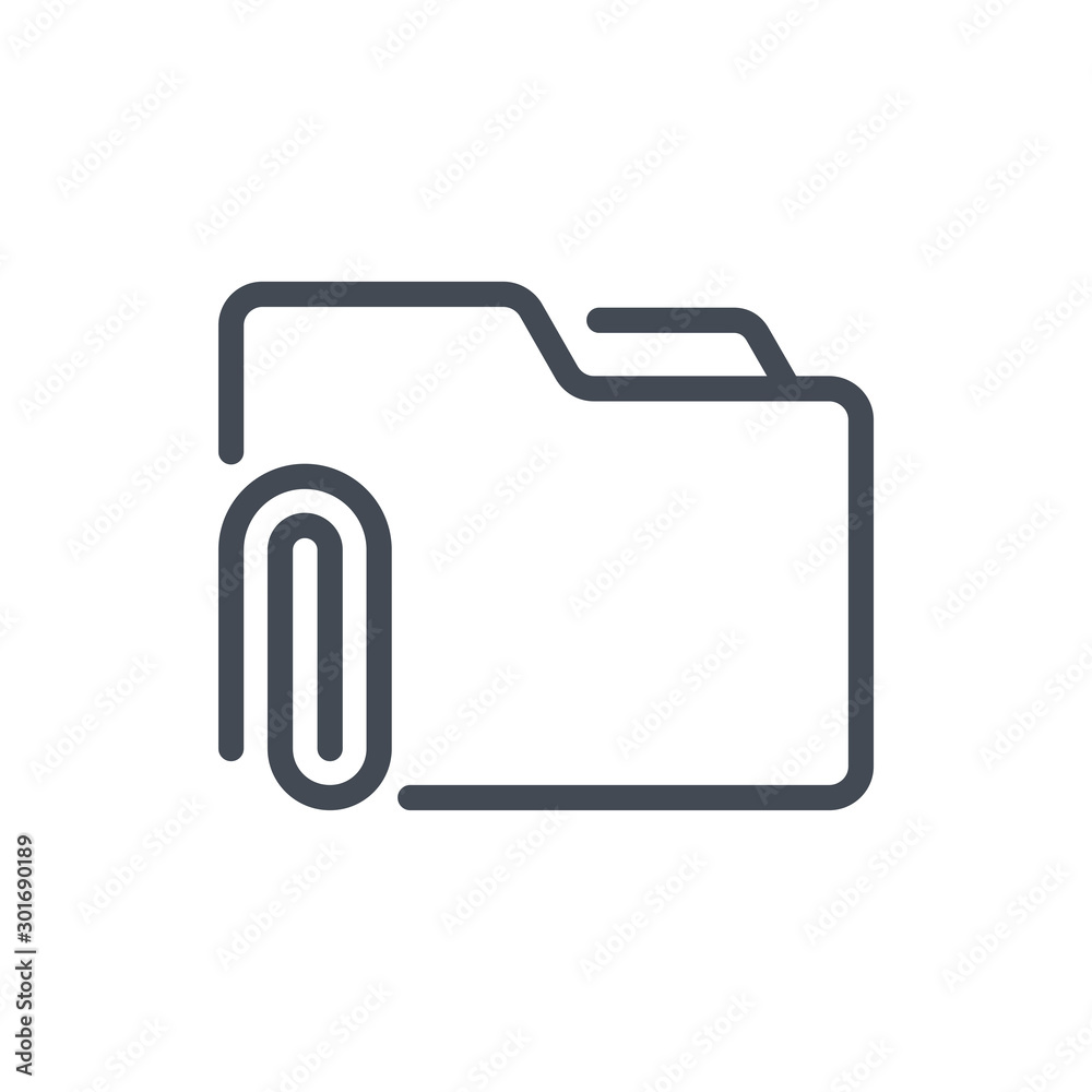 Attach folder line icon. Folder with attachment vector outline sign. Attach folder line icon. Folder with attachment vector outline sign.