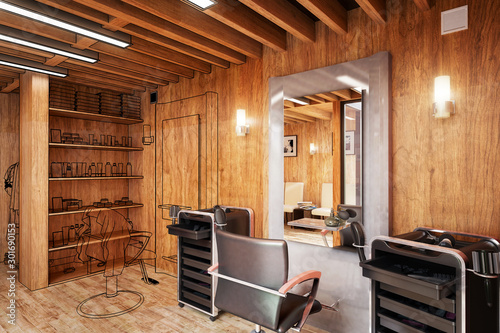 Barbershop Design (preview) - 3d visualization © 4th Life Photography