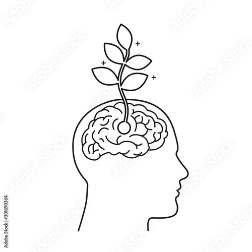 Outline icon growth mindset concept. -vector