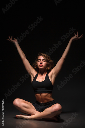 Yoga girl in photo studio