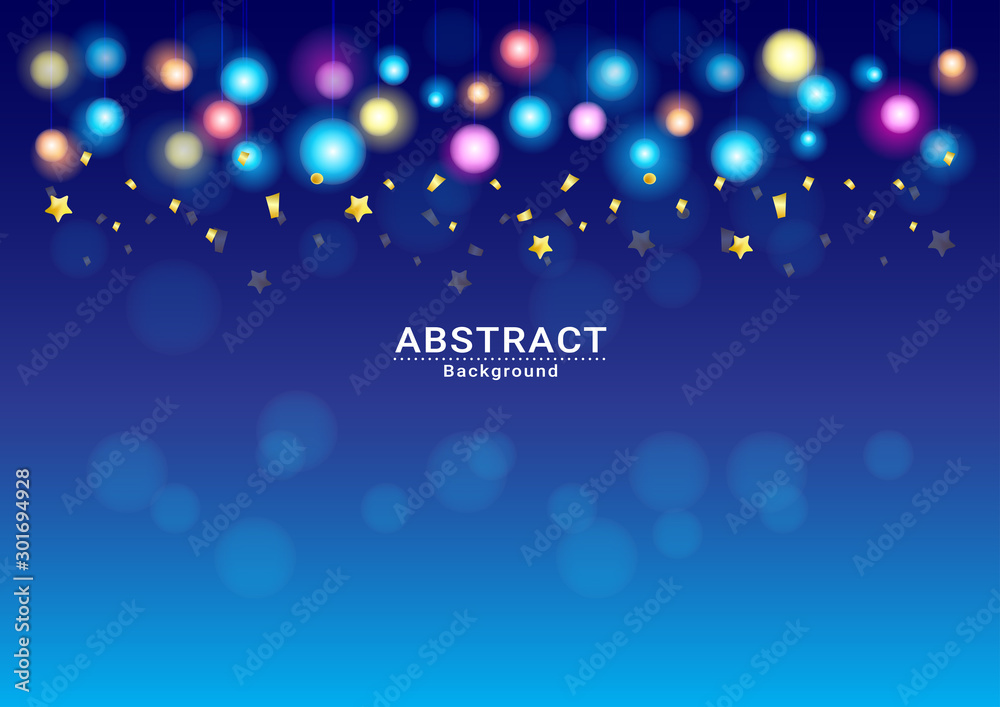 background Celebration Dark blue holiday with light and confitti background Celebration Dark blue holiday with light and confitti