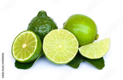 lime and bergamot slice isolated on white background