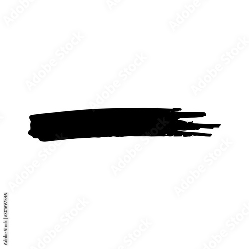 Hand drawn black ink brash stroke. Simple abstract element. Single, careless painted vector. Black, isolated on a white background.