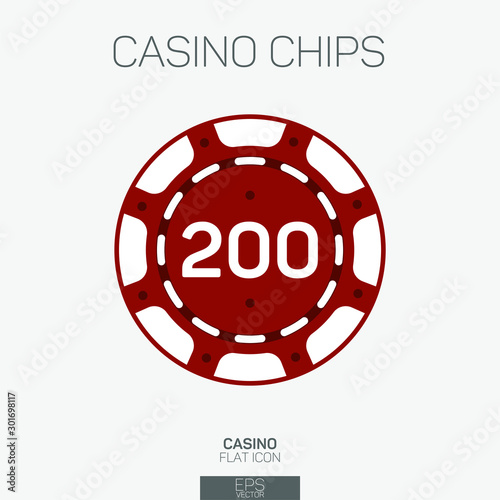 Casino chip 200 points color icon
