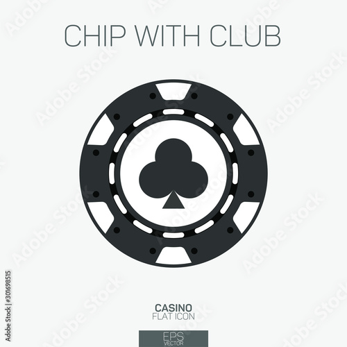 Casino chip with club suit color icon
