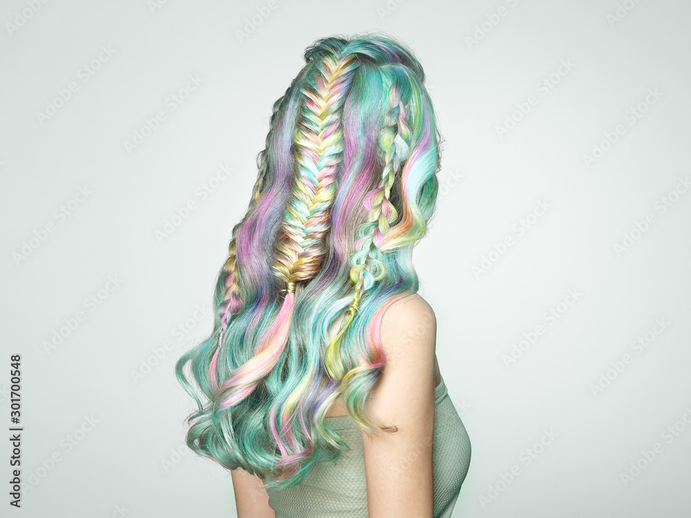 Beauty Fashion Model Girl with Colorful Dyed Hair. Girl with perfect  Hairstyle. Model with perfect Healthy Dyed Hair. Rainbow Hairstyles Stock  Photo | Adobe Stock