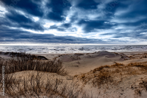 Evening dusk by Baltic sea  Liepaja  Latvia.