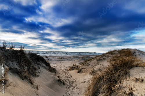 Evening dusk by Baltic sea, Liepaja, Latvia.