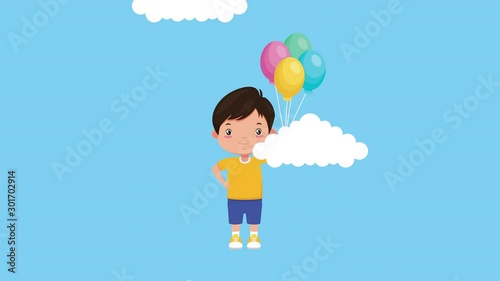 Wallpaper Mural cute little boy with balloons helium character Torontodigital.ca
