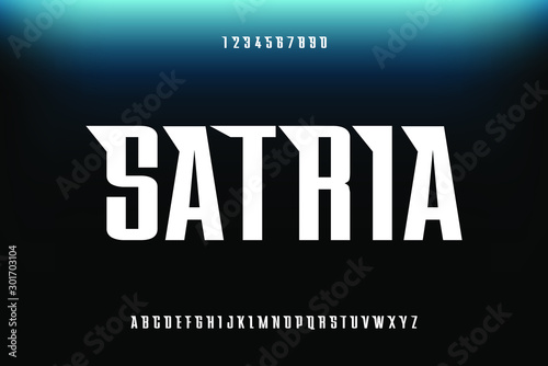 strong bold satria text alphabet sans serif font vector design photo