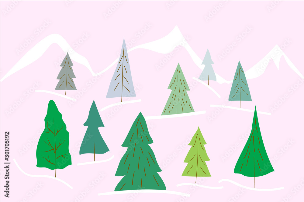 Merry Christmas tree, simple card Happy New Year. Forest snow postcard graphic design element. Cute Hand written primitive small signs. Children hand mades naive art Merry Christmas tree, simple card Happy New Year. Forest snow postcard graphic design element. Cute Hand written primitive small signs. Children hand mades naive art