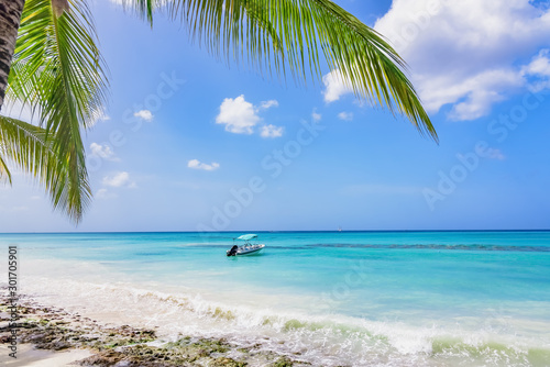 Fototapeta Naklejka Na Ścianę i Meble -  Boat Caribbean sea beach