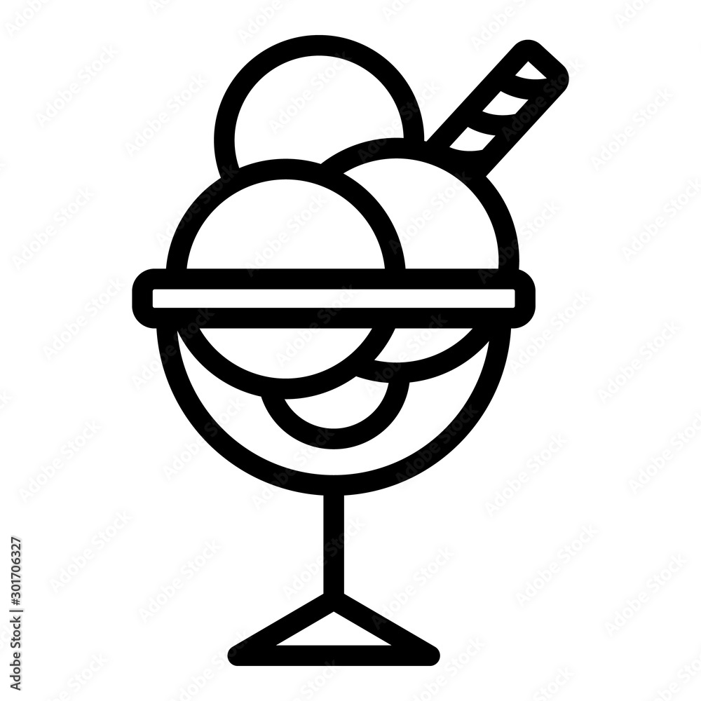 Icecream in a glass goblet icon. Outline icecream in a glass goblet vector icon for web design isolated on white background Icecream in a glass goblet icon. Outline icecream in a glass goblet vector icon for web design isolated on white background