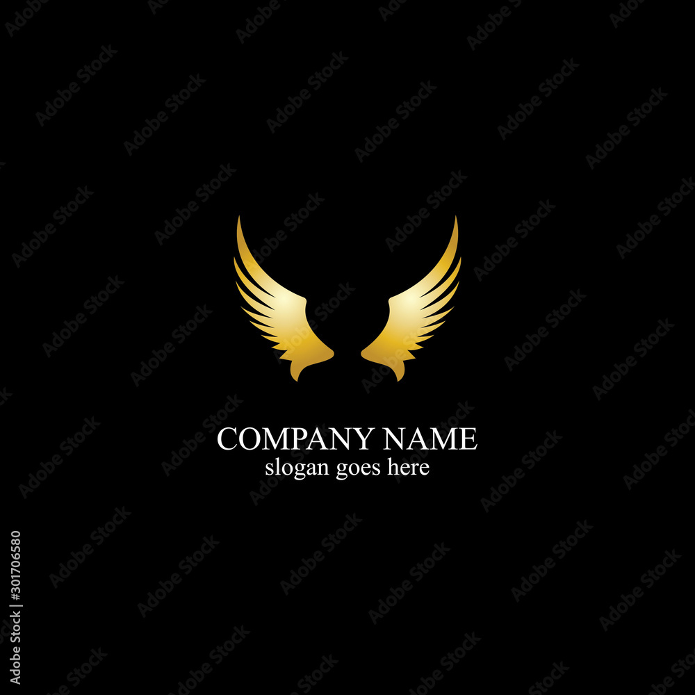 wings gold logo vector illustration template-vector