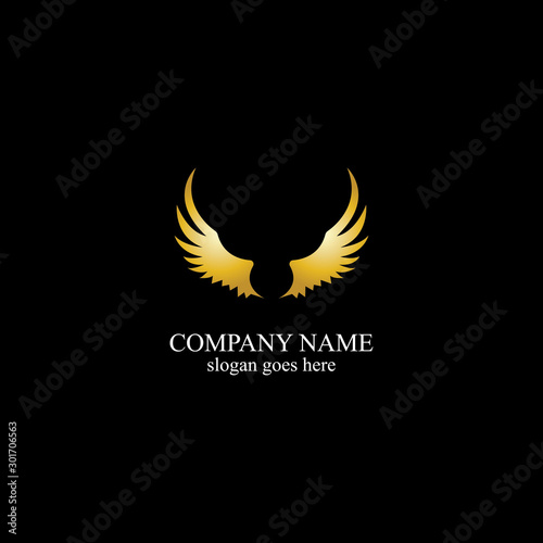 wings gold logo vector illustration template-vector