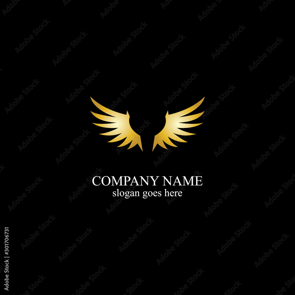 Obraz premium wings gold logo vector illustration template-vector