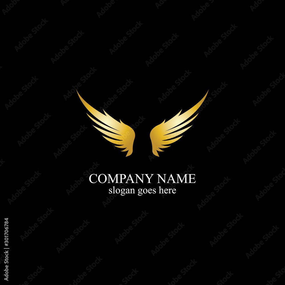 Obraz premium wings gold logo vector illustration template-vector