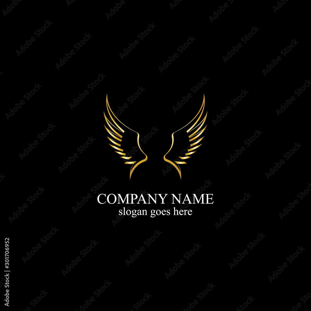 Obraz premium wings gold logo vector illustration template-vector