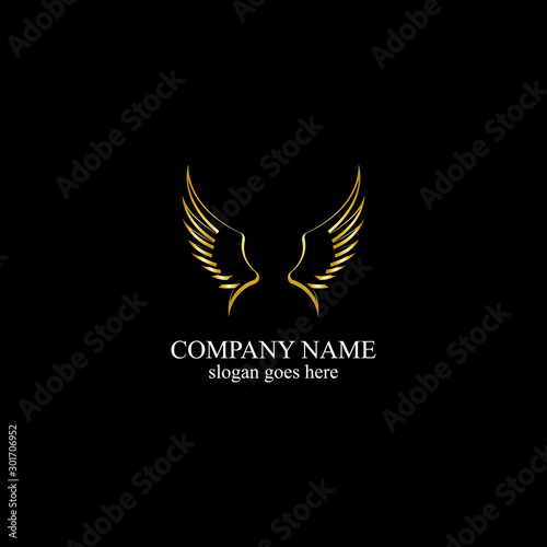 wings gold logo vector illustration template-vector