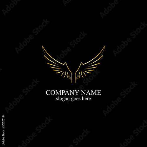wings gold logo vector illustration template-vector
