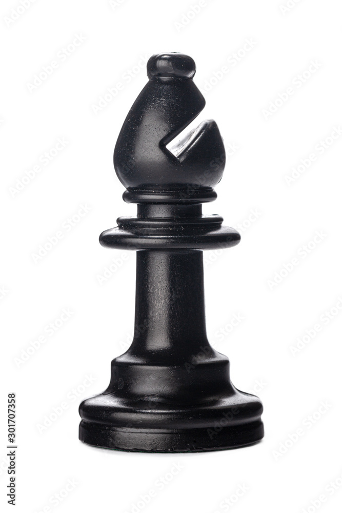 Black chess piece isolated on white background