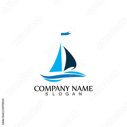 ocean cruise linear ship silhouette simple linear logo-vector