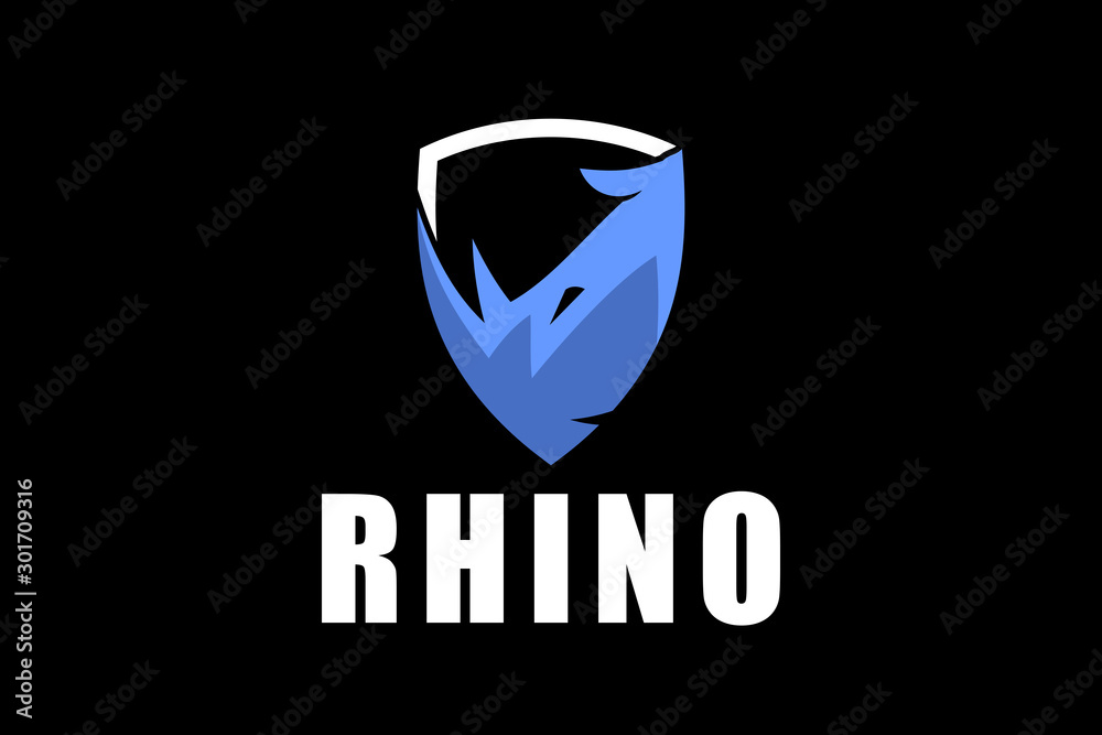 rhino with shield vector logo template rhino with shield vector logo template