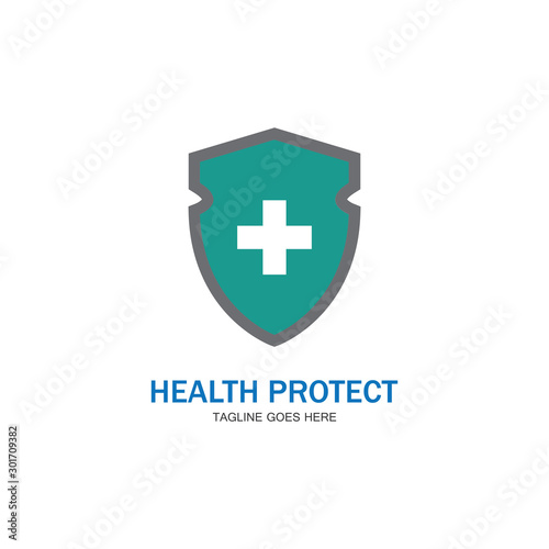 health protection with shield logo design vector template for medical or insurance company-vector