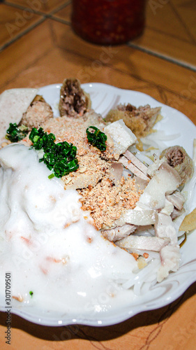 Street food in Cambodia, Vietnamese rice Noodles call 