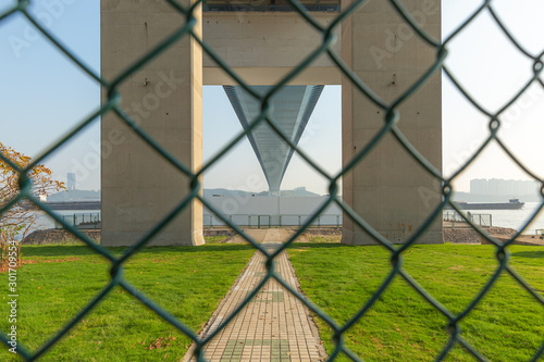 view of the bridge over the fence