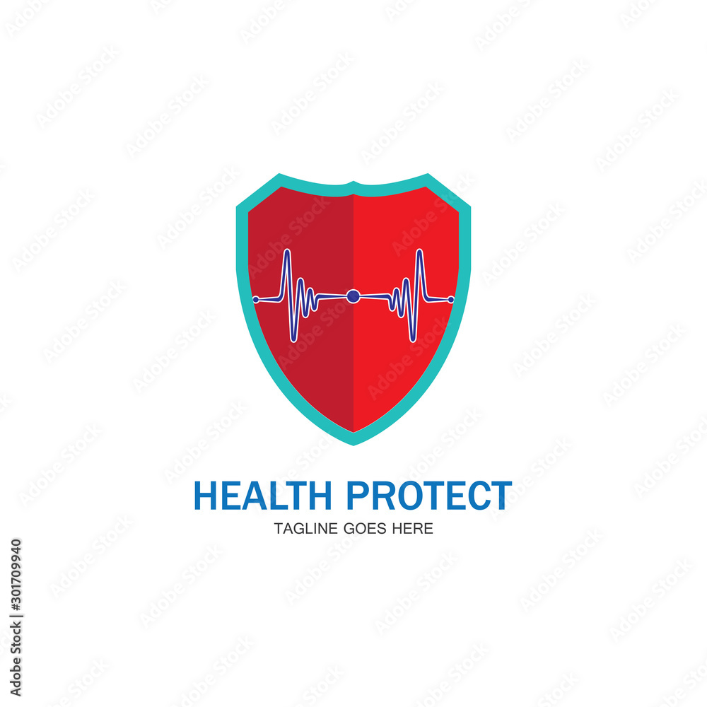 health protection with shield logo design vector template for medical or insurance company-vector