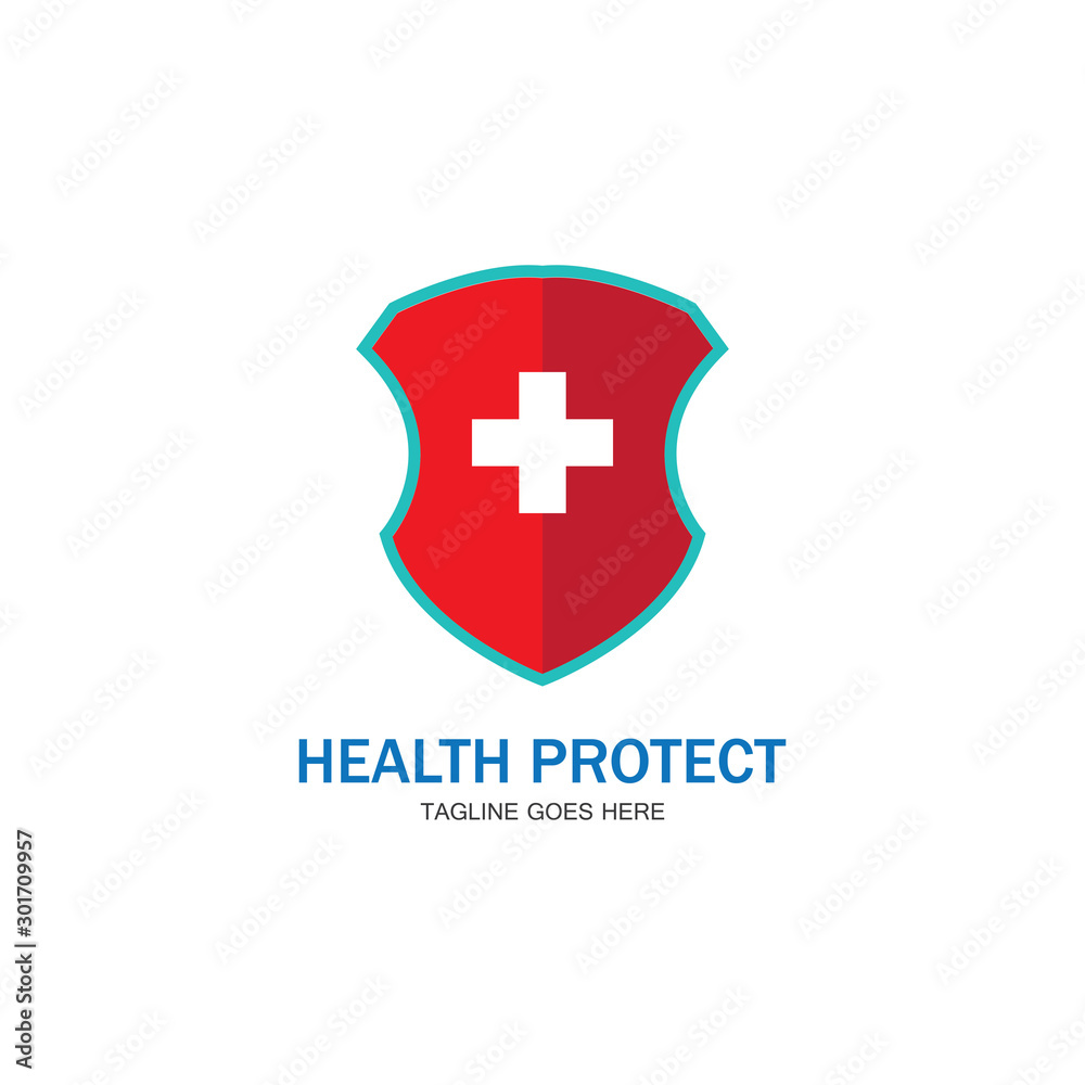 health protection with shield logo design vector template for medical or insurance company-vector