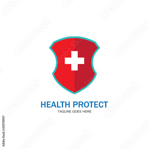 health protection with shield logo design vector template for medical or insurance company-vector