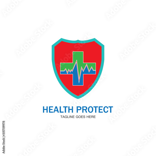 Free Download health protection with shield logo design vector template for medical or insurance company-vector - GFXLoad