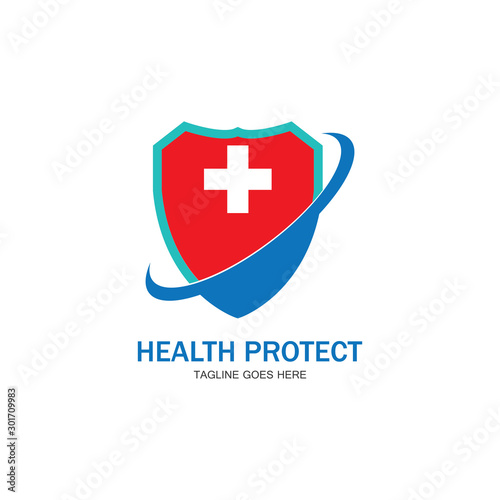 health protection with shield logo design vector template for medical or insurance company-vector