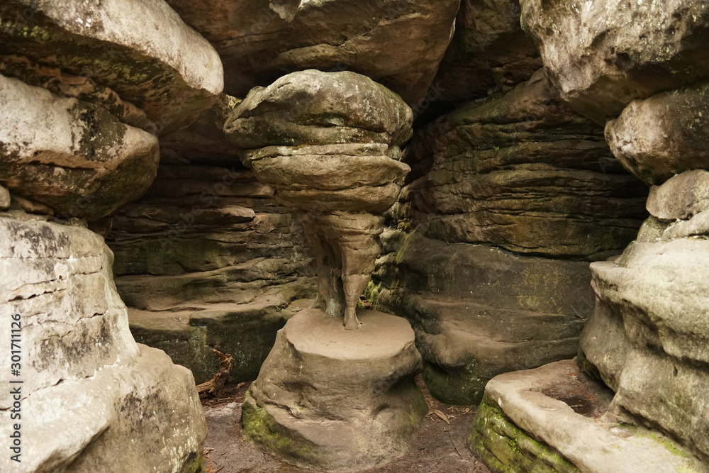 Rock labyrinth Bledne Skaly Errant rock, Stolowe Table Mountains National Park, Poland