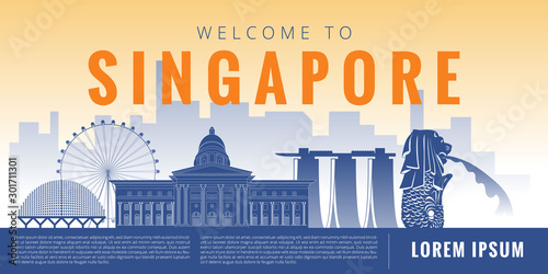 Singapore ciry landmark landscape vector graphic design