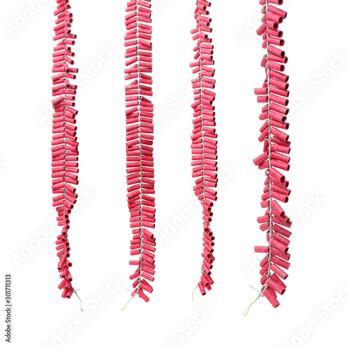 Tapety artystyczne Red Firecrackers on white background 