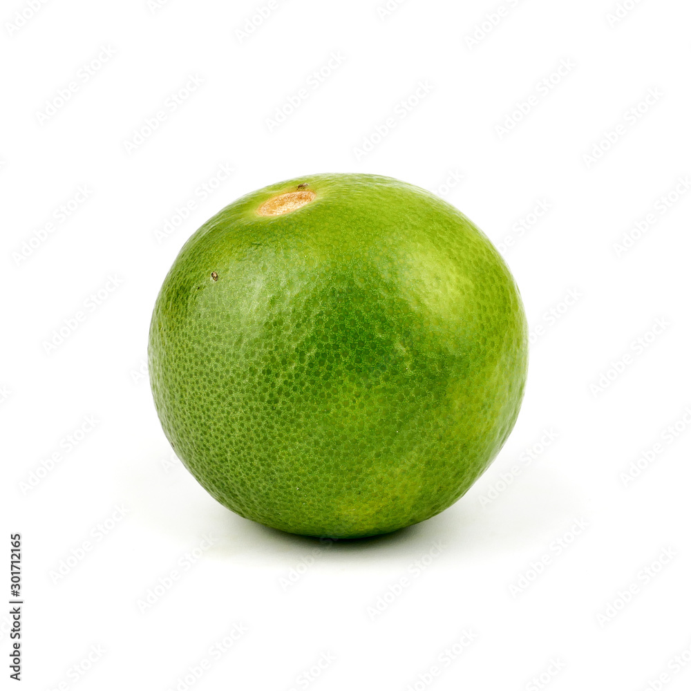 Ripe slice of green lime citrus fruit stand isolated on white background,element of food healthy nutrients and fruit healthy concept Ripe slice of green lime citrus fruit stand isolated on white background,element of food healthy nutrients and fruit healthy concept